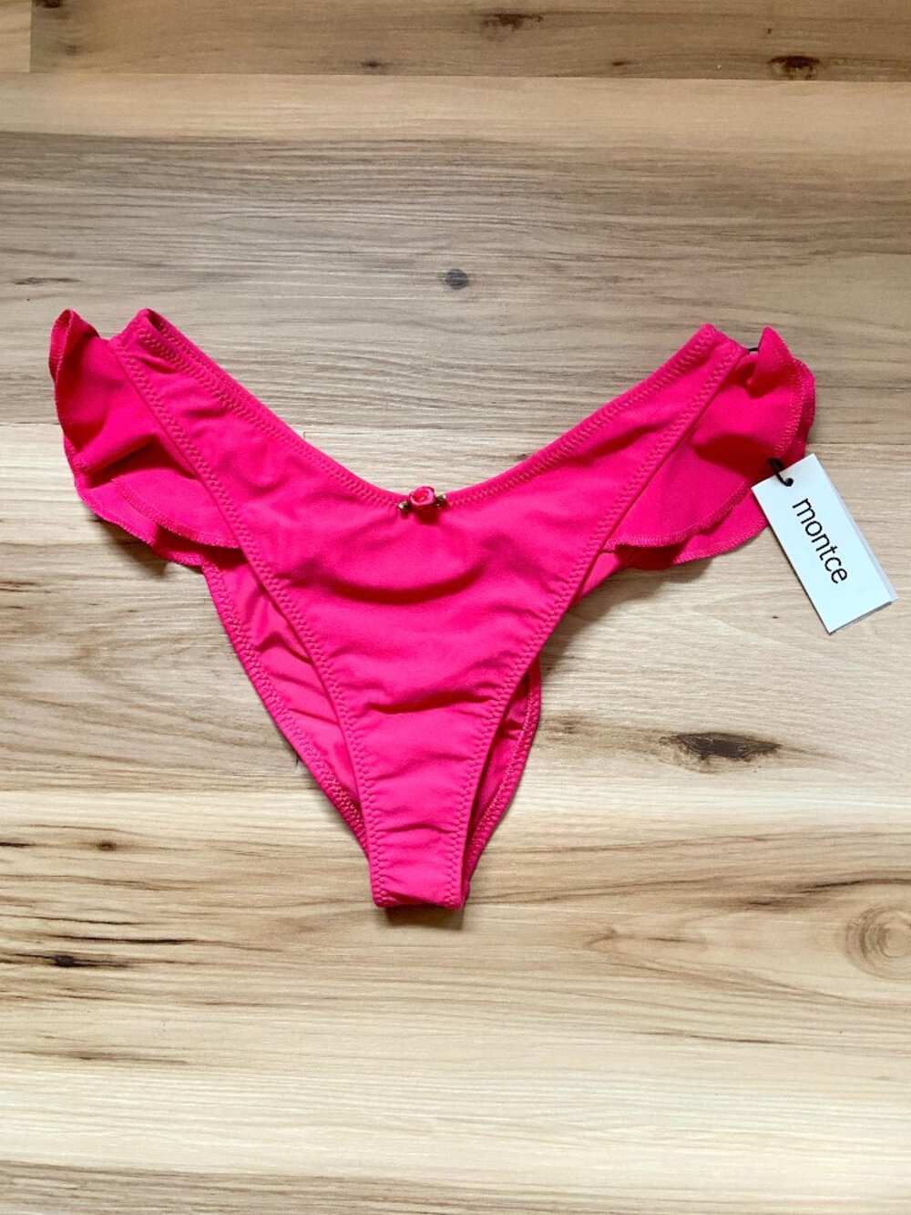 NEW Montce Raspberry Pink Kelly Bikini Bottom Extra Large Ruffle NWT